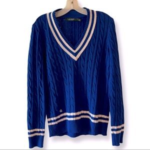 Ralph Lauren Blue V-Neck Sweater Womens